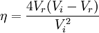 \eta = \frac {4V_r(V_i - V_r)}{V_iˆ2}∼